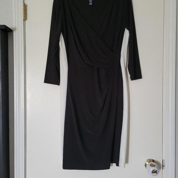 CHAPS COLORBLOCK BLACK DRESS - Picture 1 of 3